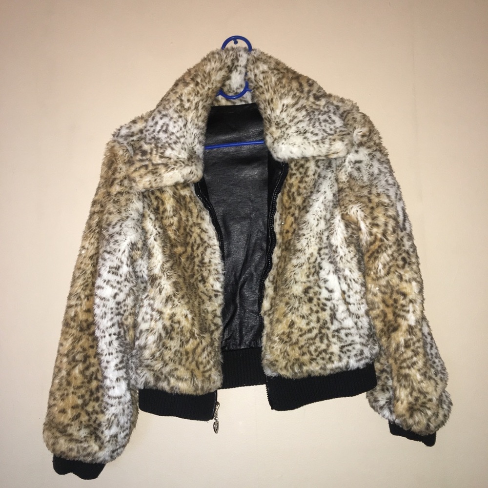 GIRLS REVERSIBLE JACKET* faux leather & fur